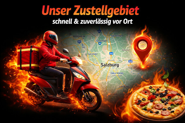 Pizza Joy Unser Zustellgebiet Unser Zustellgebiet Salzburg Moped Zustellgebiet dunkel schwarz